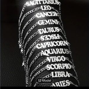 Trendy Horoscope zodiac letter bracelets One of each unisex. Stainless steel.
